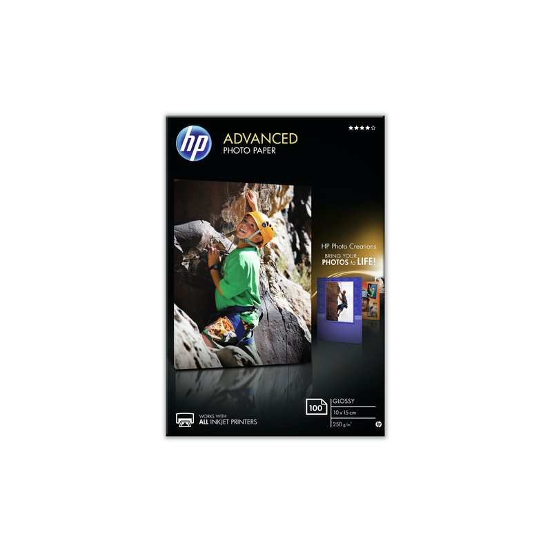 HP Advanced Glossy photo paper Black,Blue,White Gloss