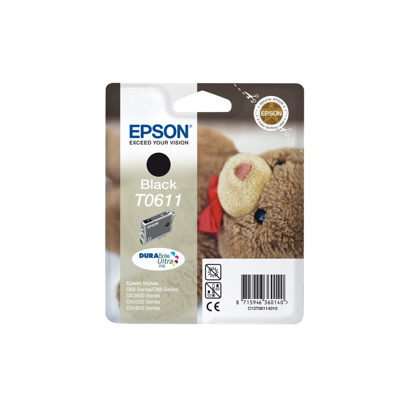 Epson Teddybear Singlepack Black T0611 DURABrite Ultra Ink