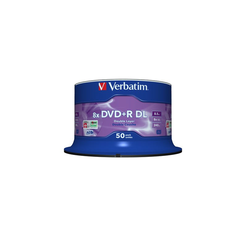 Verbatim DVD+R Double Layer 8x Matt Silver 50pk Spindle