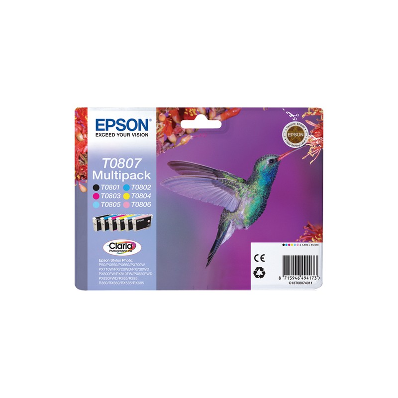 Epson Hummingbird Multipack 6-colours T0807 Claria Photographic Ink