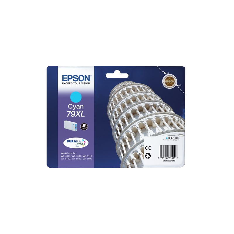 Epson Tower of Pisa Singlepack Cyan 79XL DURABrite Ultra Ink