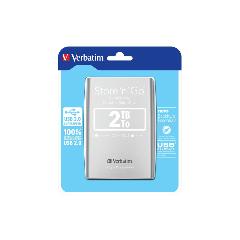 Verbatim Store 'n' Go external hard drive 2048 GB Silver