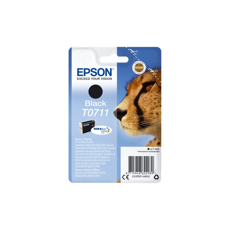 Epson Cheetah Singlepack Black T0711 DURABrite Ultra Ink