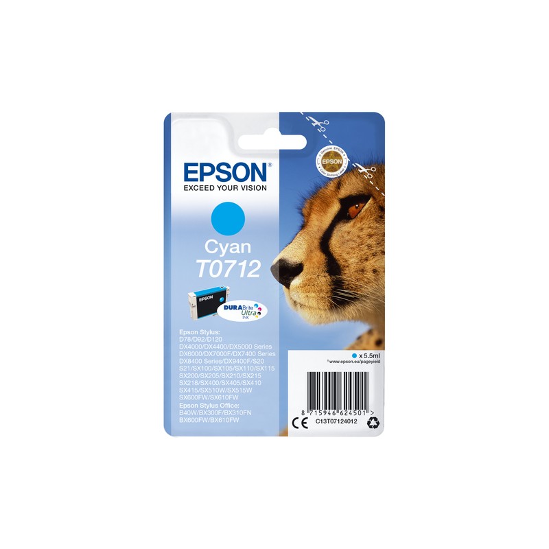 Epson Singlepack Cyan T0712 DURABrite Ultra Ink