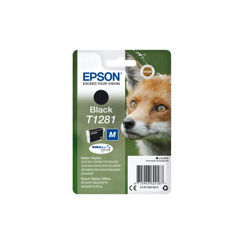 Epson Fox Singlepack Black T1281 DURABrite Ultra Ink