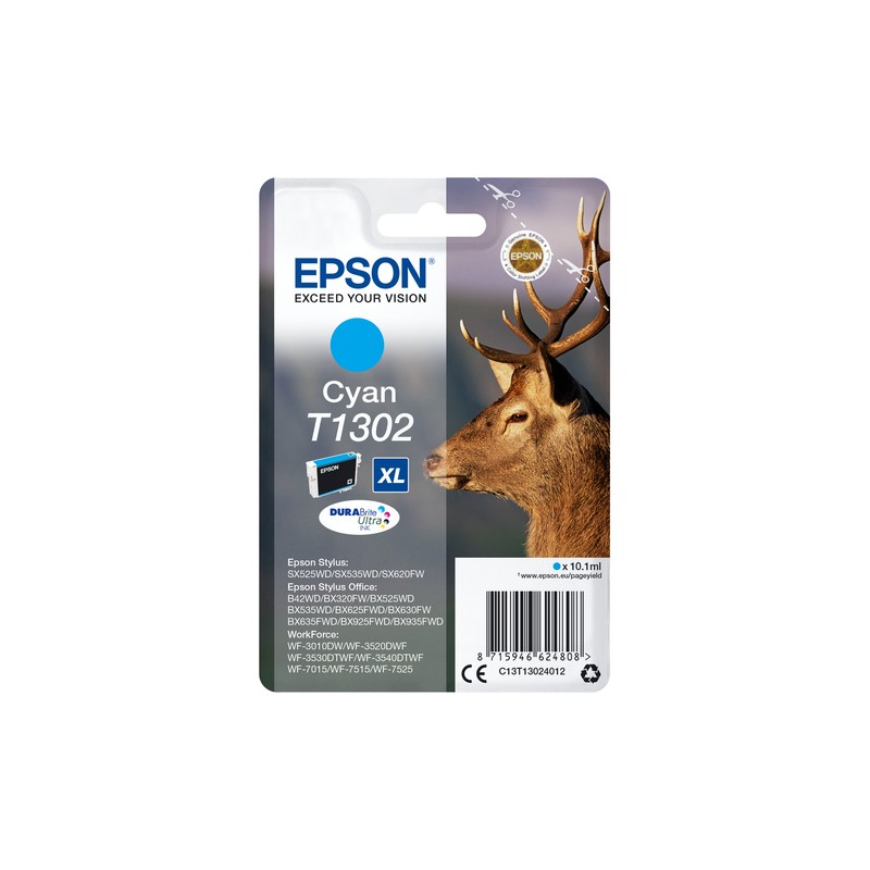 Epson Stag Singlepack Cyan T1302 DURABrite Ultra Ink