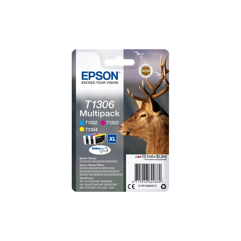 Epson Stag Multipack 3-colours T1306 DURABrite Ultra Ink