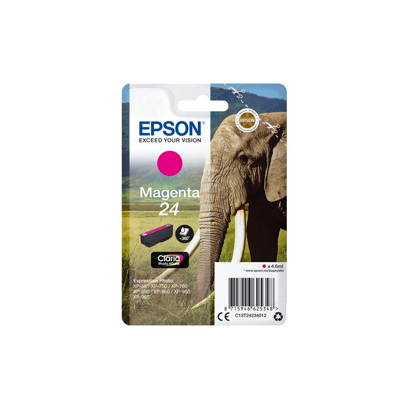 Epson Elephant Singlepack Magenta 24 Claria Photo HD Ink