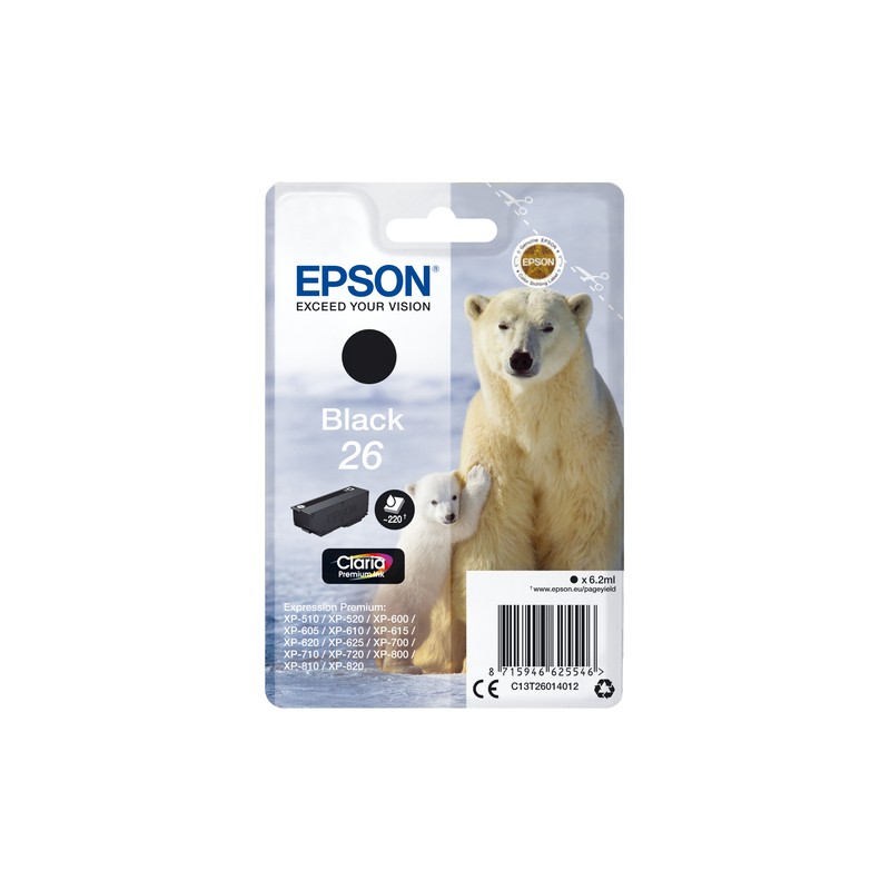 Epson Polar bear Singlepack Black 26 Claria Premium Ink