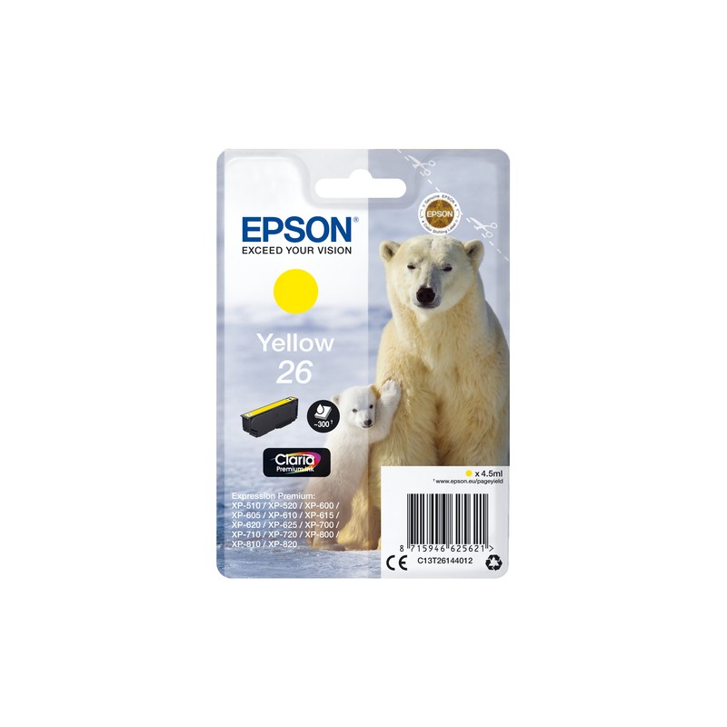 Epson Polar bear Singlepack Yellow 26 Claria Premium Ink