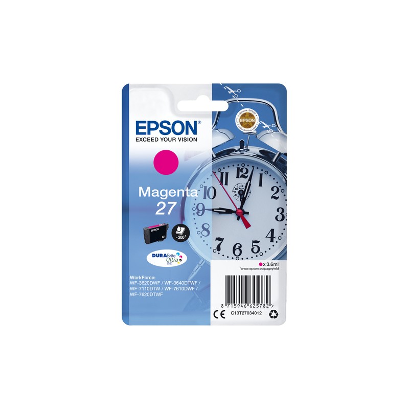 Epson Alarm clock Singlepack Magenta 27 DURABrite Ultra Ink