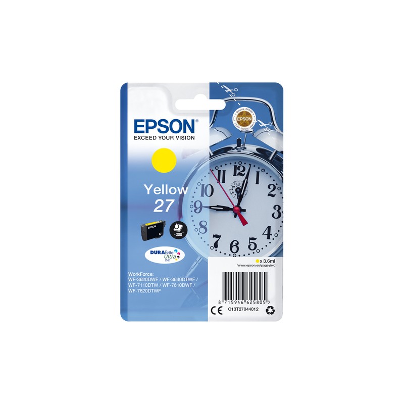 Epson Alarm clock Singlepack Yellow 27 DURABrite Ultra Ink