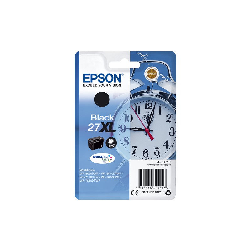 Epson Alarm clock Singlepack Black 27XL DURABrite Ultra Ink