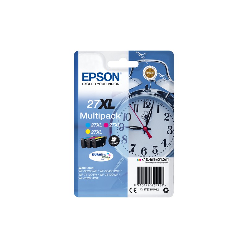 Epson Alarm clock Multipack 3-colour 27XL DURABrite Ultra Ink