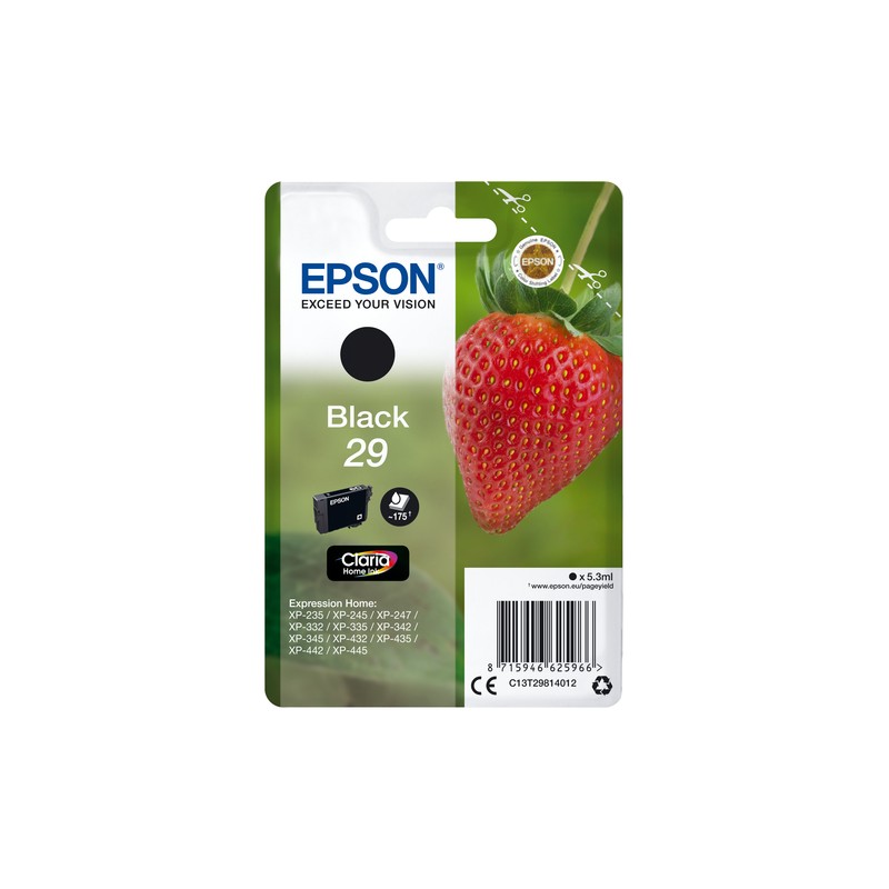 Epson Strawberry Singlepack Black 29 Claria Home Ink