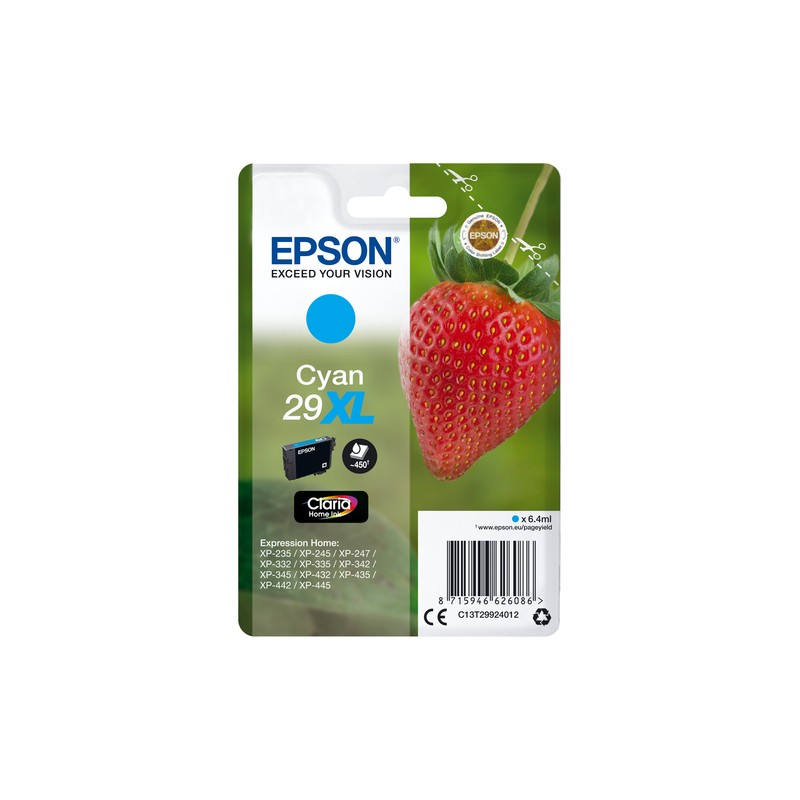 Epson Strawberry Singlepack Cyan 29XL Claria Home Ink