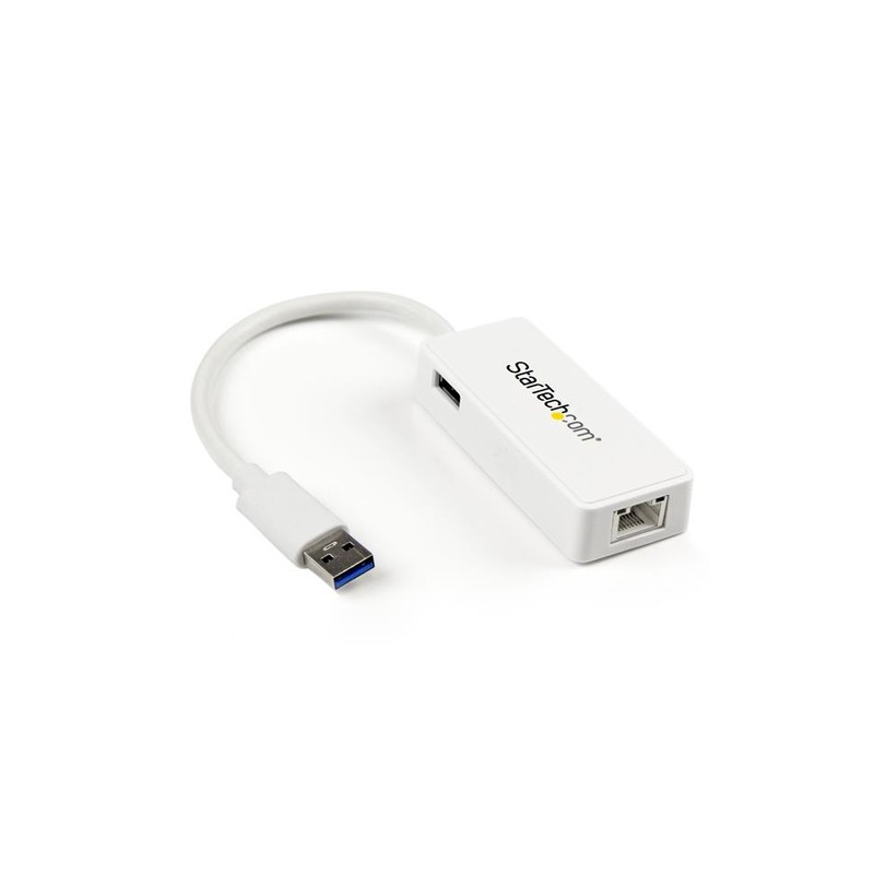 StarTech.com USB 3.0 to Gigabit Ethernet Adapter NIC w/ USB Port - White