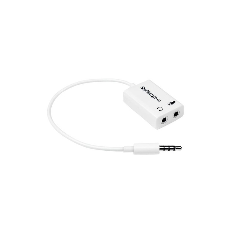 StarTech.com White headset adapter for headsets with separate headphone / microphone plugs - 3.5mm 4 position to 2x 3 position 3