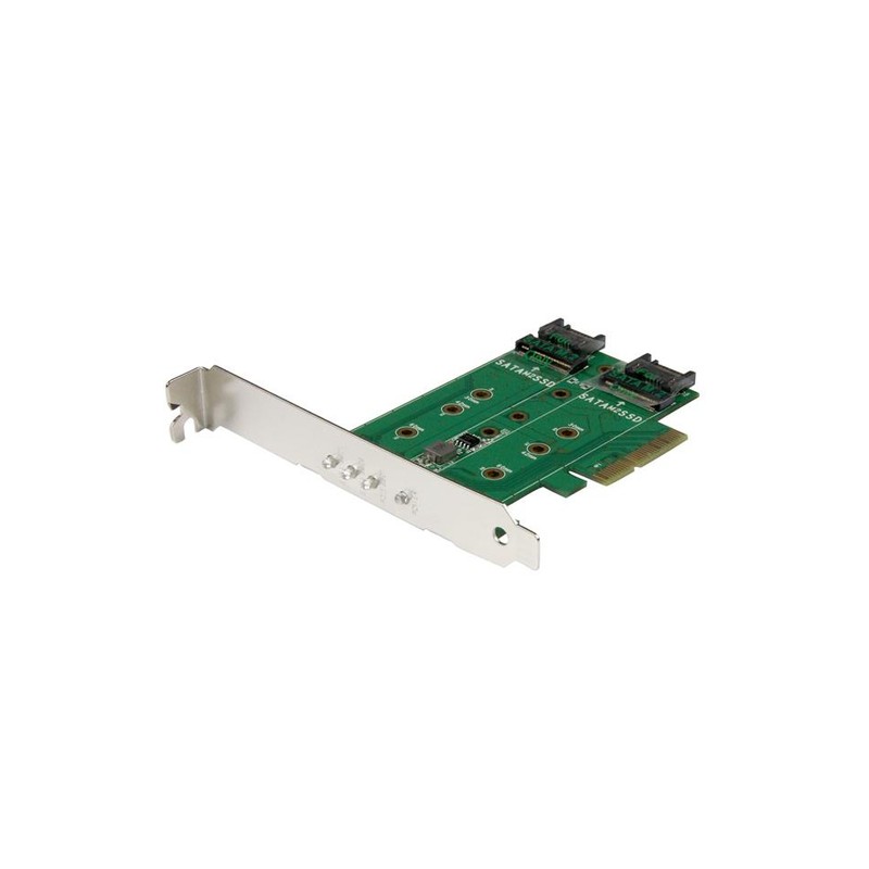 StarTech.com 3-Port M.2 SSD (NGFF) Adapter Card - 1 x PCIe (NVMe) M.2, 2 x SATA III M.2 - PCIe 3.0