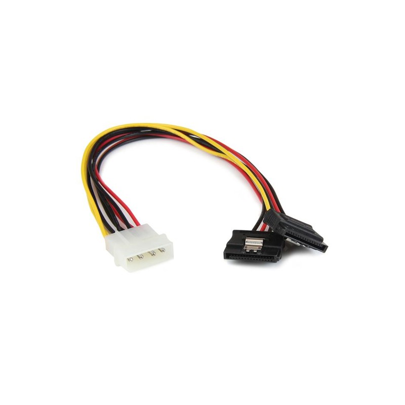 StarTech.com 12in LP4 to 2x Latching SATA Power Y Cable Splitter Adapter - 4 Pin LP4 to Dual SATA