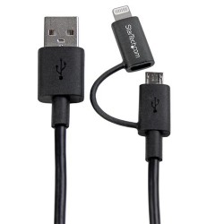 StarTech.com Apple Lightning or Micro USB to USB cable – 1m (3ft), black