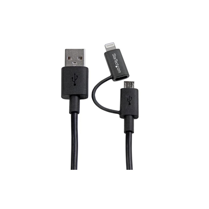 StarTech.com Apple Lightning or Micro USB to USB cable – 1m (3ft), black