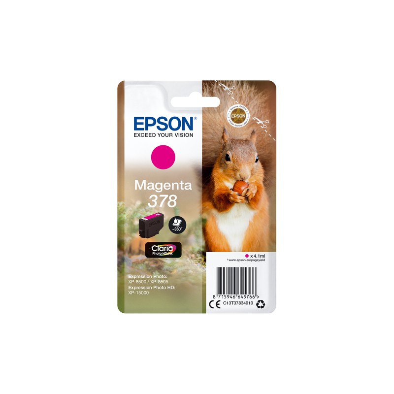 Epson Squirrel Singlepack Magenta 378 Claria Photo HD Ink