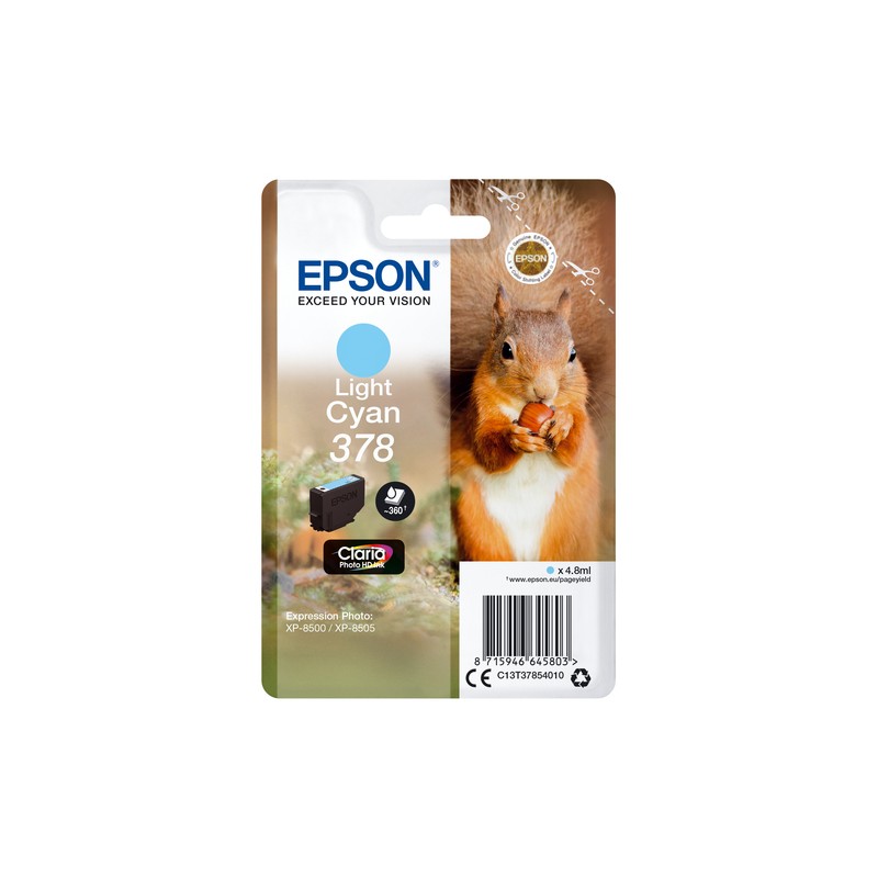 Epson Squirrel Singlepack Light Cyan 378 Claria Photo HD Ink