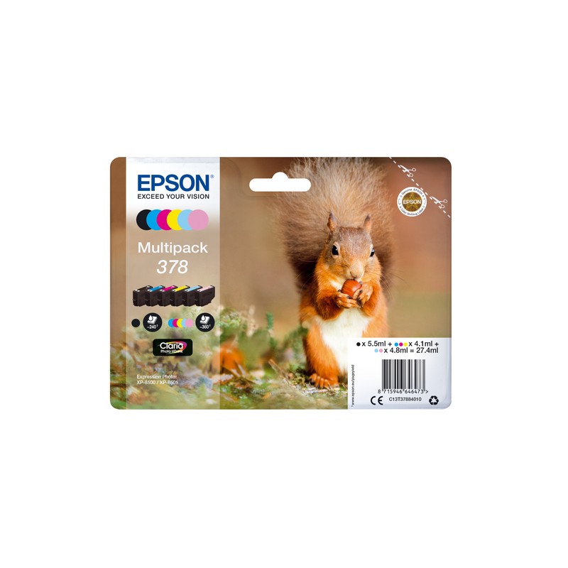 Epson Squirrel Multipack 6-colours 378 Claria Photo HD Ink