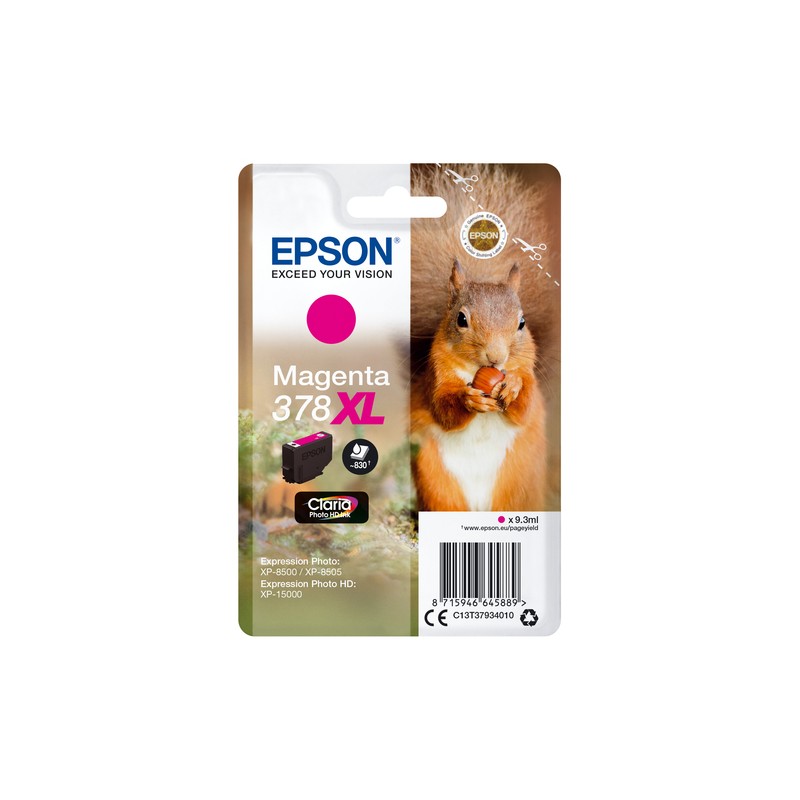 Epson Squirrel Singlepack Magenta 378XL Claria Photo HD Ink