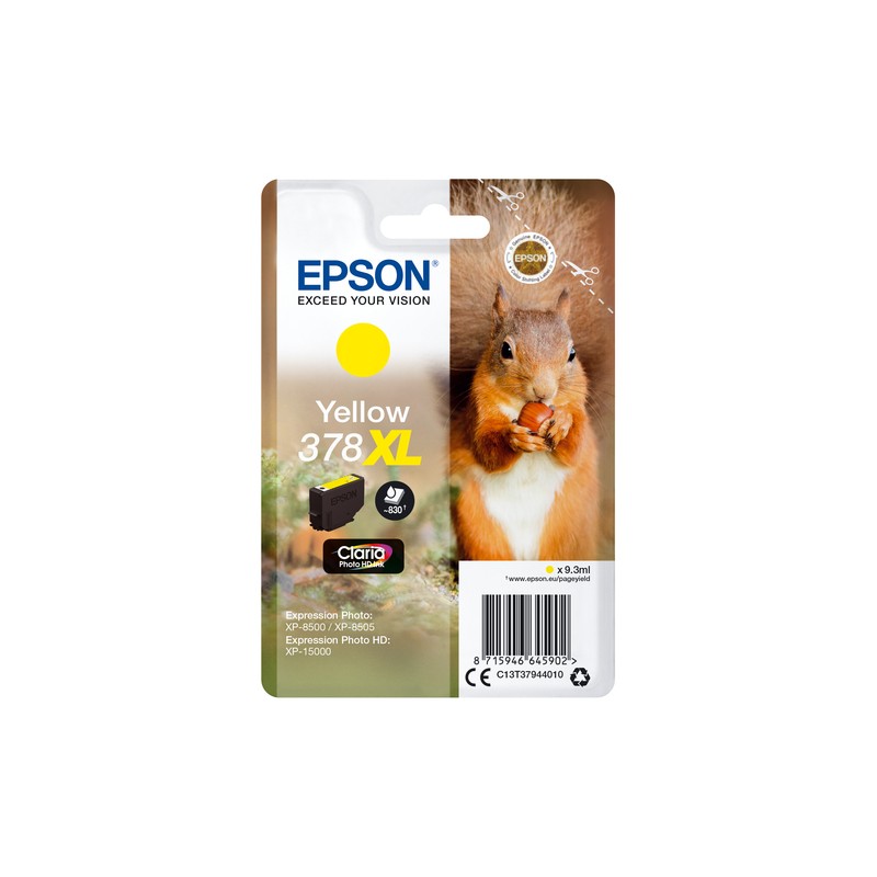 Epson Squirrel Singlepack Yellow 378XL Claria Photo HD Ink