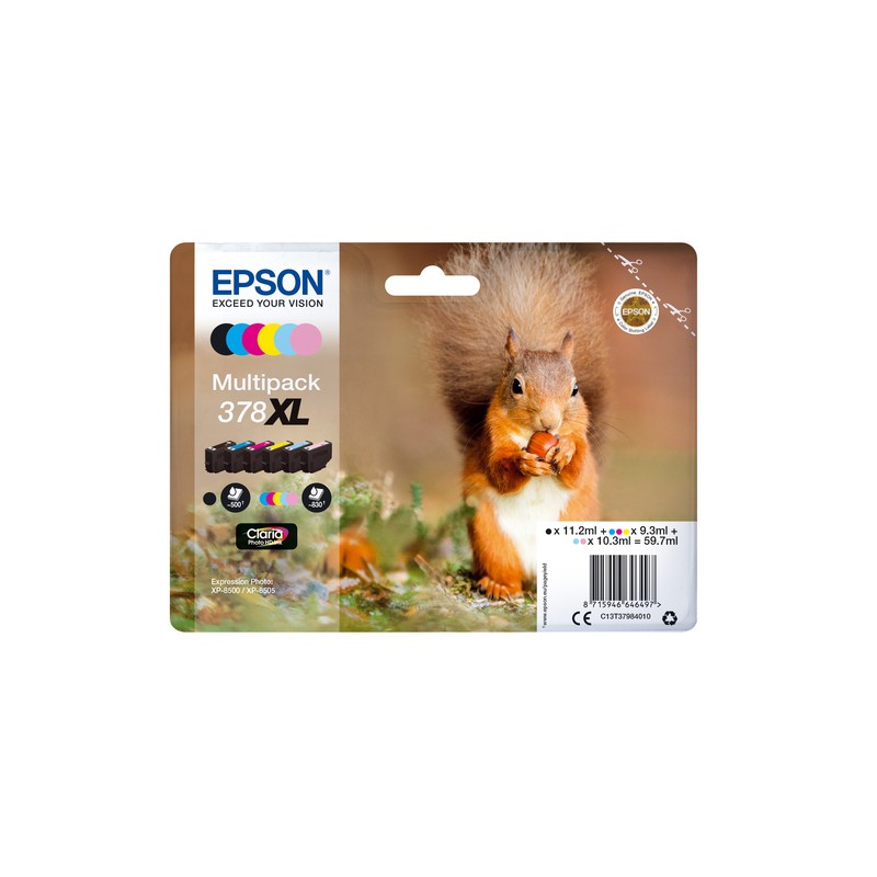 Epson Squirrel Multipack 6-colours 378XL Claria Photo HD Ink