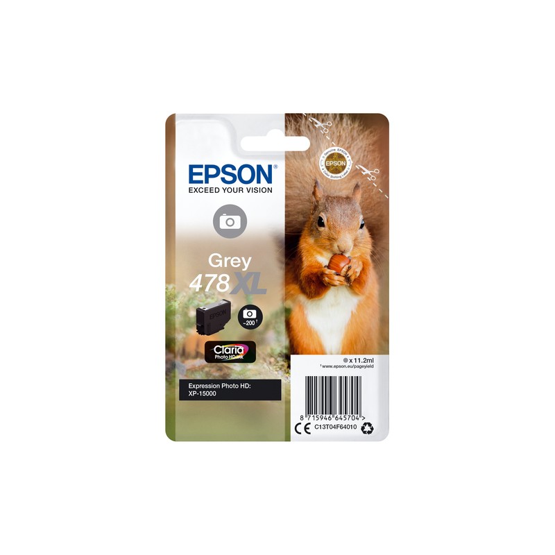 Epson Squirrel Singlepack Grey 478XL Claria Photo HD Ink