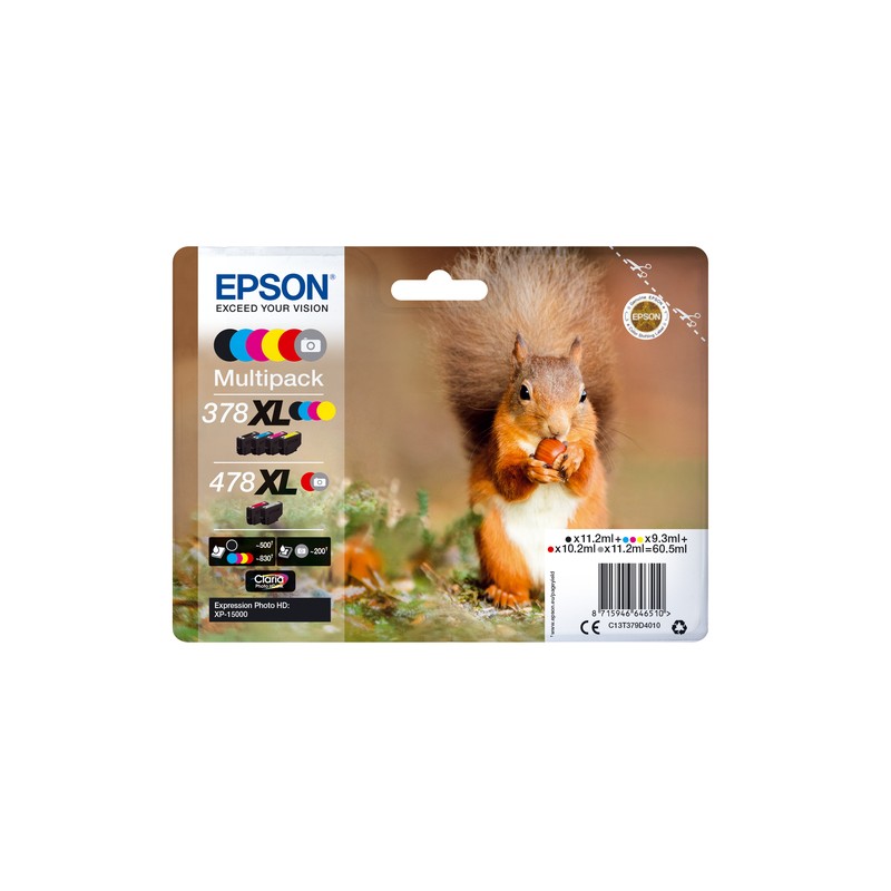 Epson Squirrel Multipack 6-colours 378XL / 478XL Claria Photo HD Ink