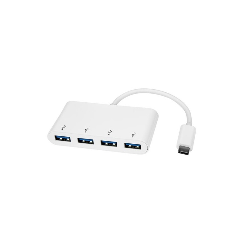 StarTech.com 4-Port USB-C Hub - USB-C to 4x USB-A - USB 3.0 Hub - Bus Powered - White