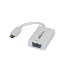 StarTech.com USB-C to VGA Adapter with USB Power Delivery - 60 Watts - White