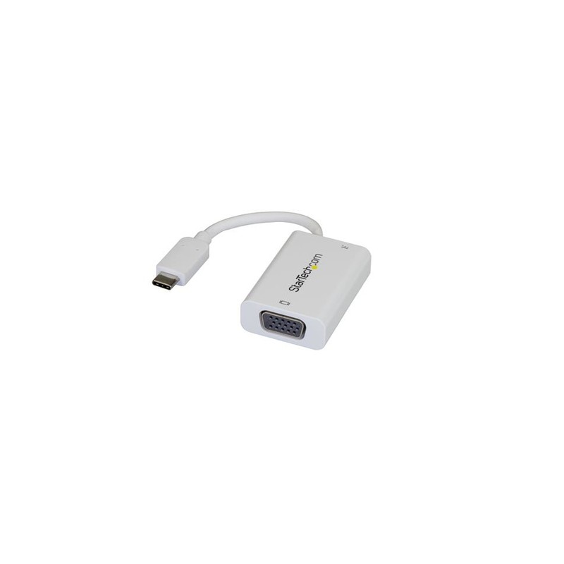 StarTech.com USB-C to VGA Adapter with USB Power Delivery - 60 Watts - White