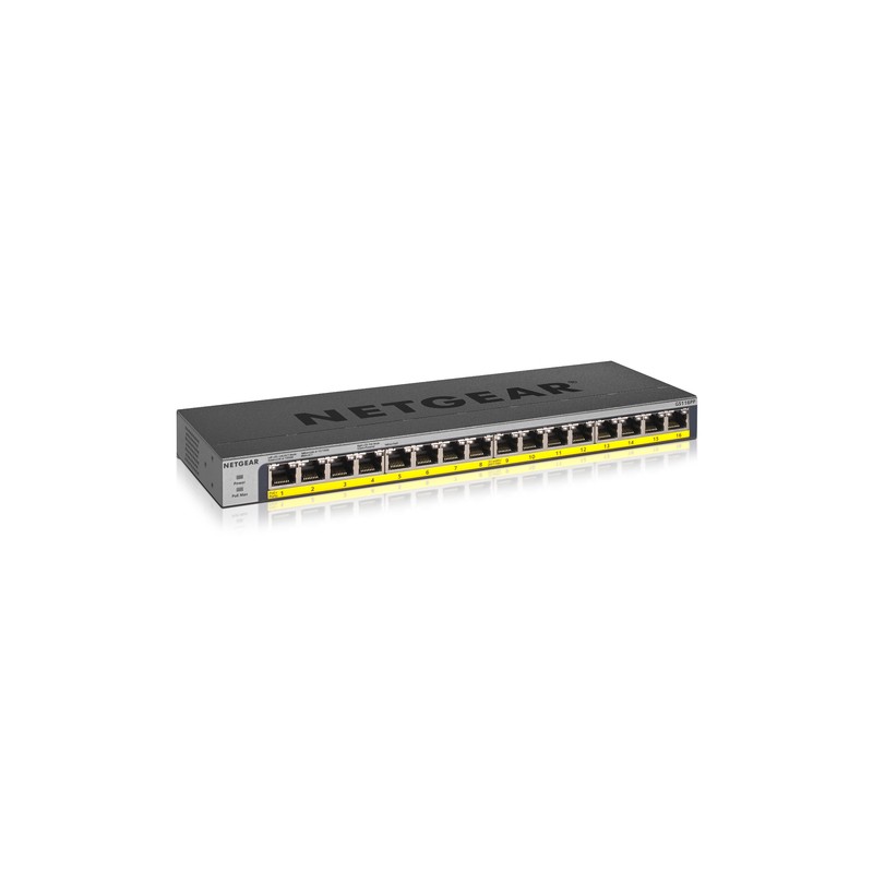 Netgear GS116PP Unmanaged Gigabit Ethernet (10/100/1000) Black Power over Ethernet (PoE)