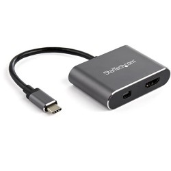 StarTech.com USB C Multiport Video Adapter - 4K 60Hz USB-C to HDMI 2.0 or Mini DisplayPort 1.2 Monitor Adapter - USB Type-C 2-in